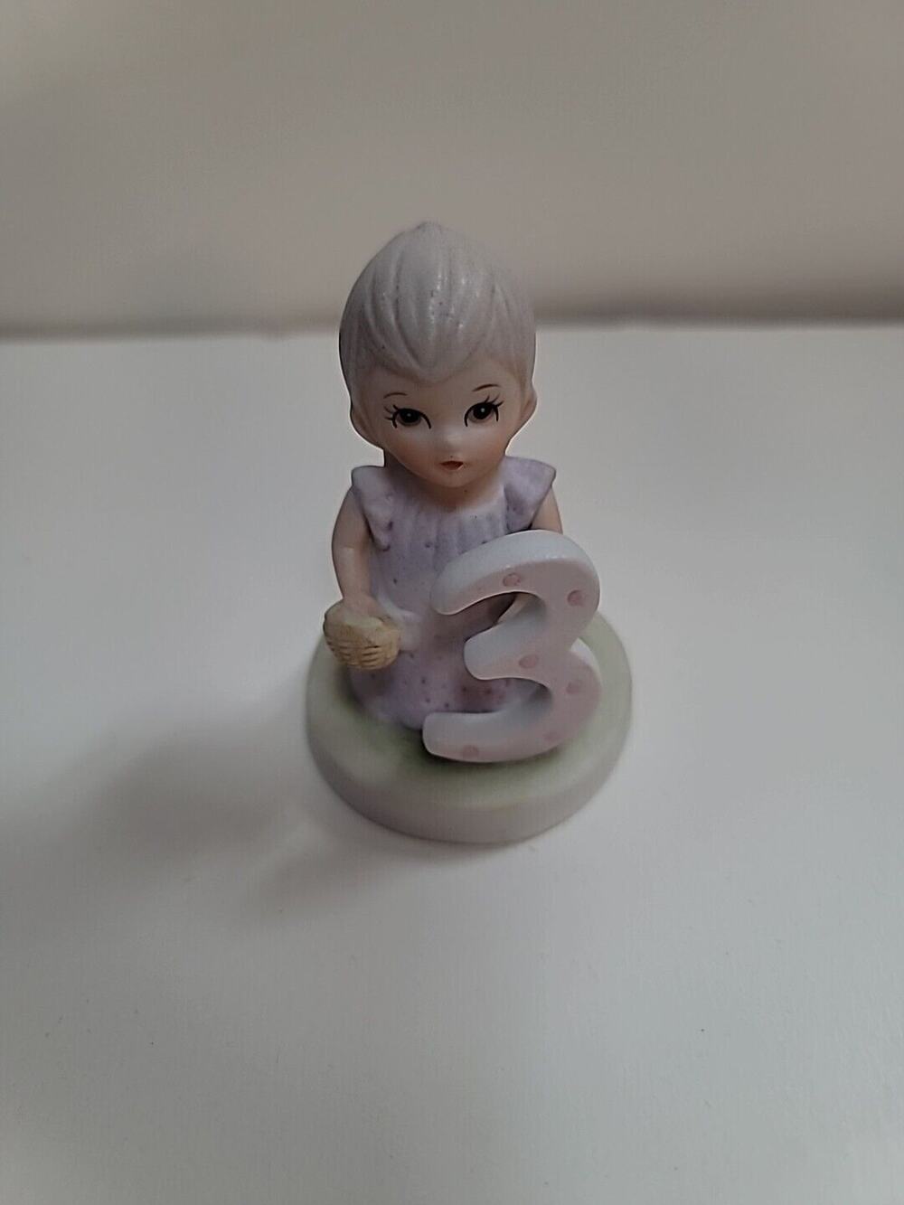 The Christopher Collection Lefton Girls 3 Birthday Collectable Cake Topper 1982